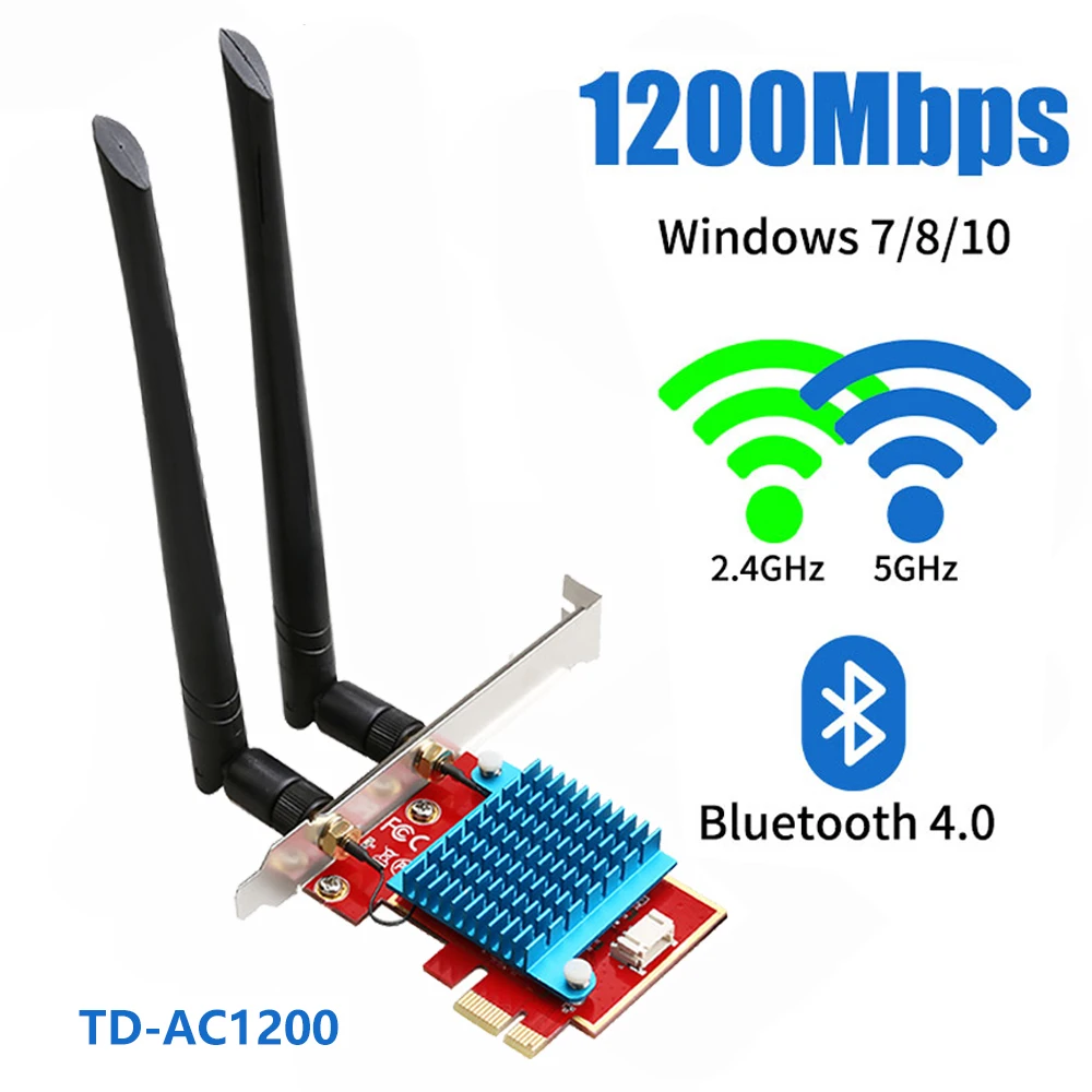 wifi card 1200Mbps Wireless PCI-e Adapter 802.11ac Bluetooth 4.0 With Intel Wifi Card 2.4G/5GHz Desktop PCI Express Adapter For Windows wireless card for pc Network Cards