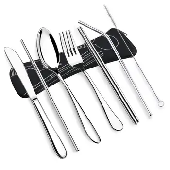 

Dinnerware Set Stainless Steel Tableware With Wheat Straw Handle Knife Fork Spoon Dinner Set Kitchen Dinnerware