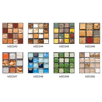 

DIY Kitchen Bathroom Home Tile Sticker 10pcs/set Vintage Mosaic Wall Tile Sticker Waterproof Self-adhesive Floor Decals