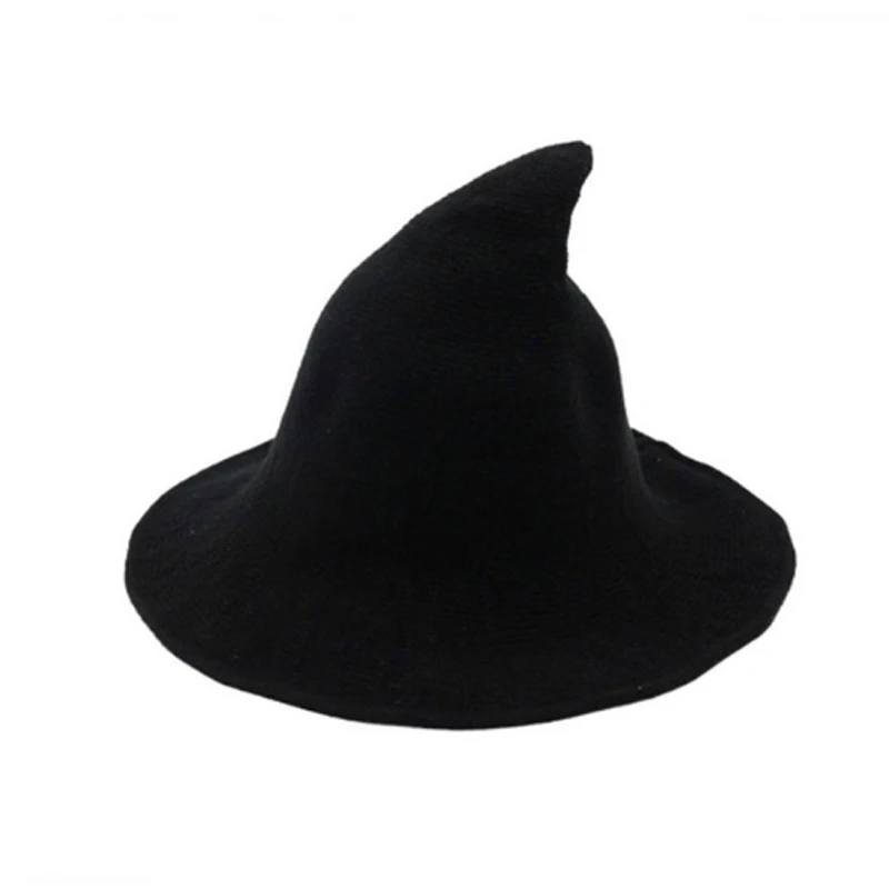 Горячая Женская Современная шляпа ведьмы складной костюм остроконечный шерстяной войлок Хэллоуин вечерние шляпы шляпа ведьмы теплая Осенняя зимняя шапка