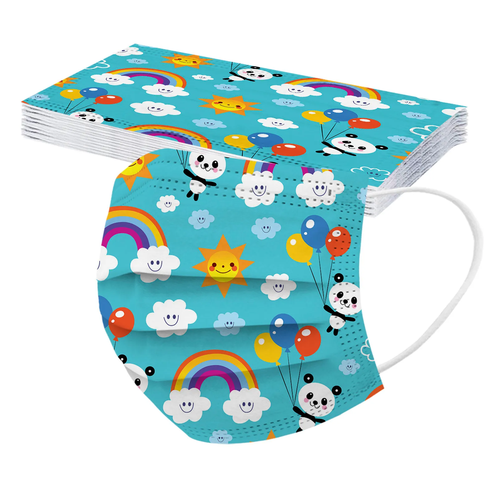 50PCS children's mask panda print disposable industrial 3-layer protective ear-hook Halloween Cosplay Mascara маска |