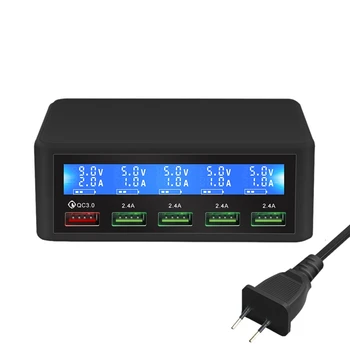 

Quick Charge QC 3.0 Smart 5 Port USB Charger Power Adapter Station Lcd Display EU Plug