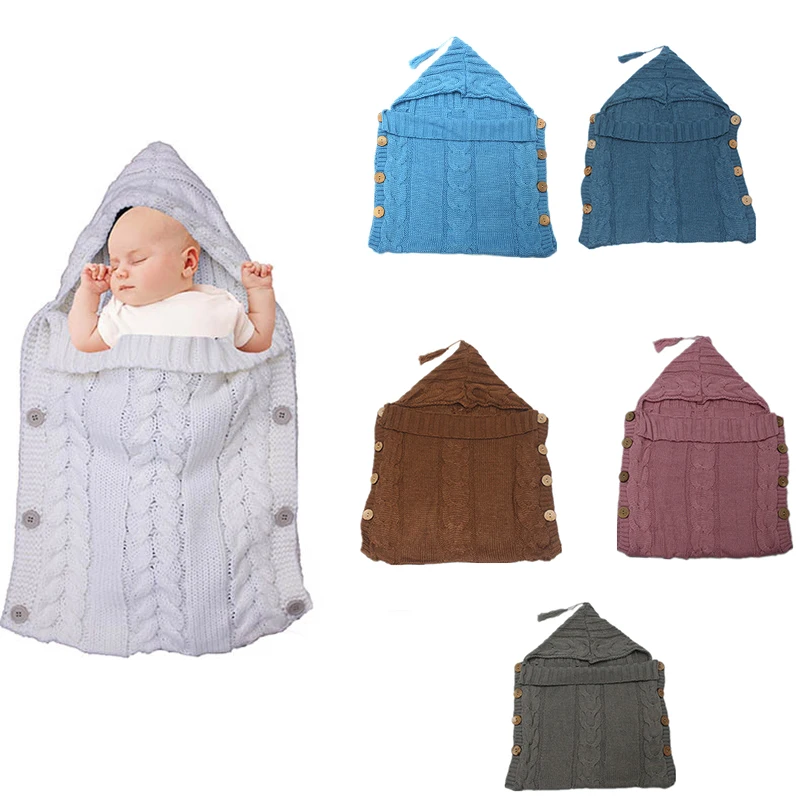 Удобный безопасный мягкий новорожденный детский конверт для ребенка Пеленальное Одеяло изделия для детей шерстяное одеяло вязаный спальный мешок
