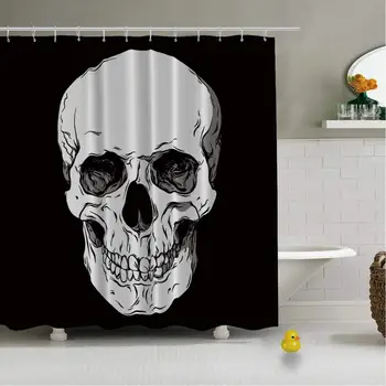 

Anatomically Correct Human Skull Isolated Hand Vector Shower Curtain for Bathroom,72''L x 72''W