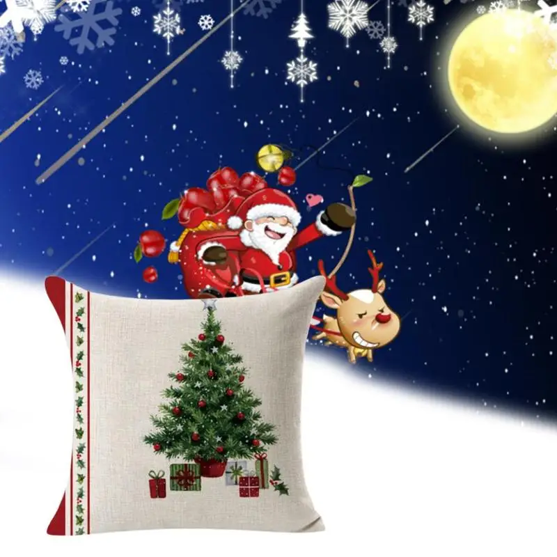 45*45 см, Высококачественная льняная наволочка, Рождественская серия, без подушки, подушка для кровати, декоративная Рождественская наволочка