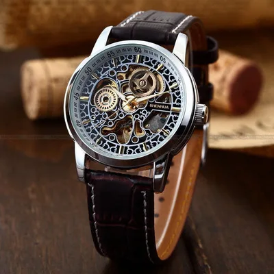 

Hot Sales Shenhua Deep China Mechanical Wrist Watch Europe And America Retro Hollow out Fully Automatic Leather Belt Men Watch