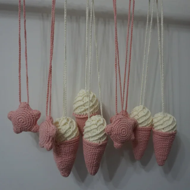 Nordic Cartoon Baby Handmade Crochet Ice Cream Star Toy Pendant Gym Fitness Rack Ornament Toddler Infant Room Decorations 1