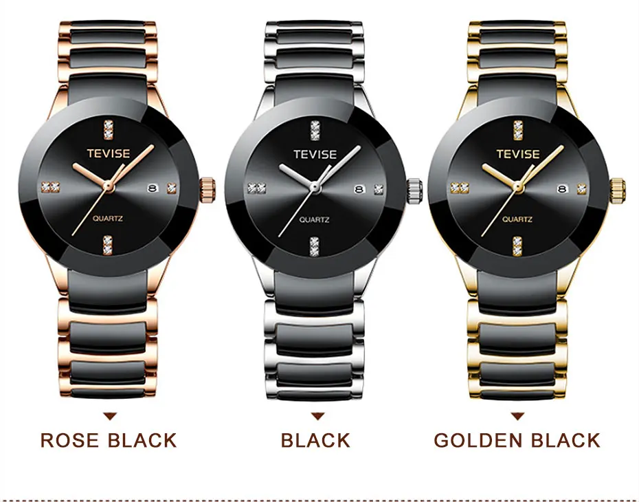TEVISE Золотые женские часы-браслет кварцевые женские часы Роскошные модные повседневные керамические водонепроницаемые наручные часы для девочек инструмент для фиксации