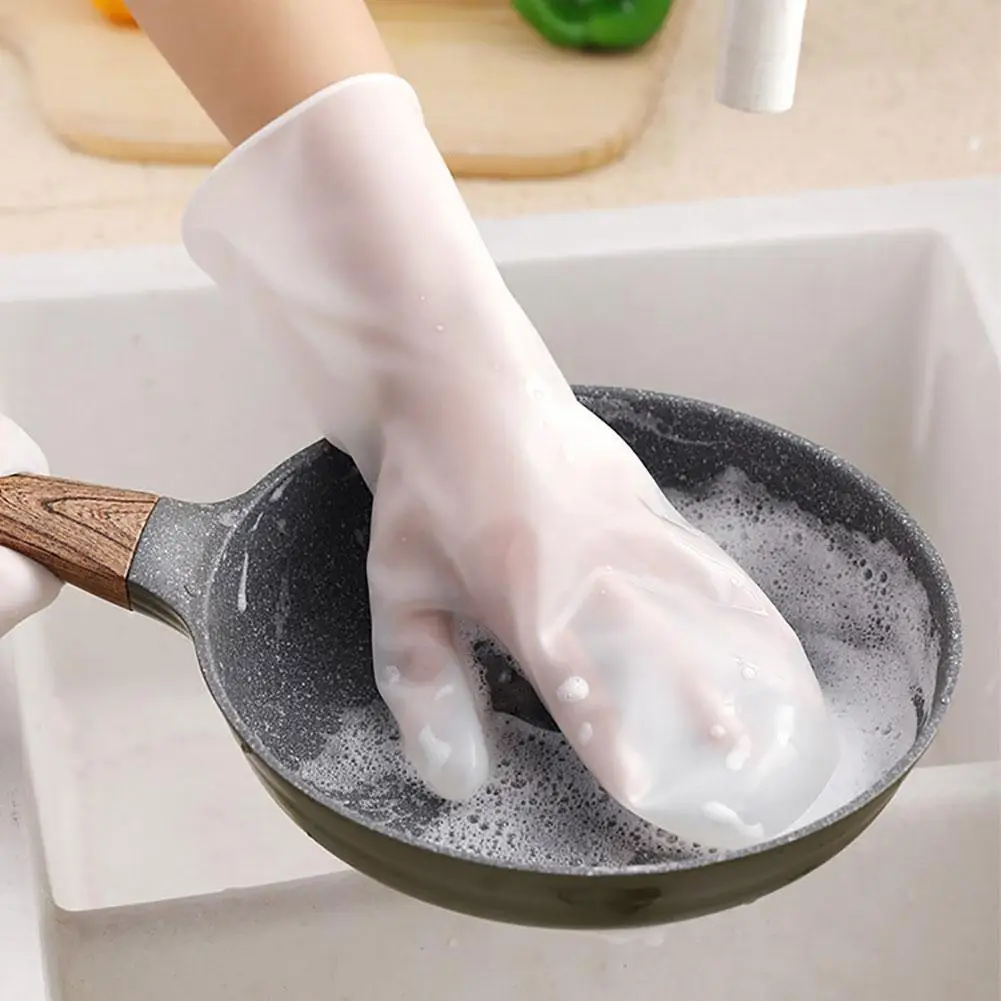 $1.12 Magic Silicone Dishwashing Gloves Heat Resistant Dish Cleaning Brush Scrubber Party Working Health protection supplies