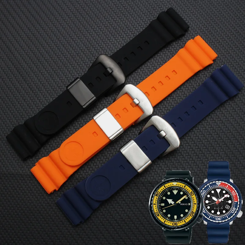 18/20 / 22mm Diver Rubber Black Strap 