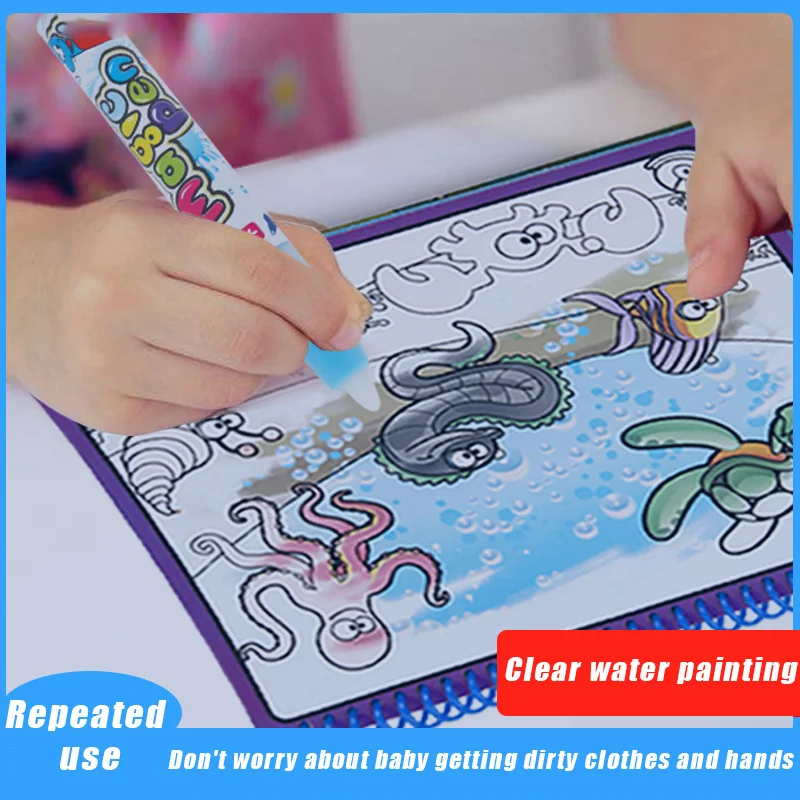 

Magical Water Painting Coloring Drawing Book for Kids Toys Drawing Board Animals Drawing Book Repeated Educational Toys for Boys