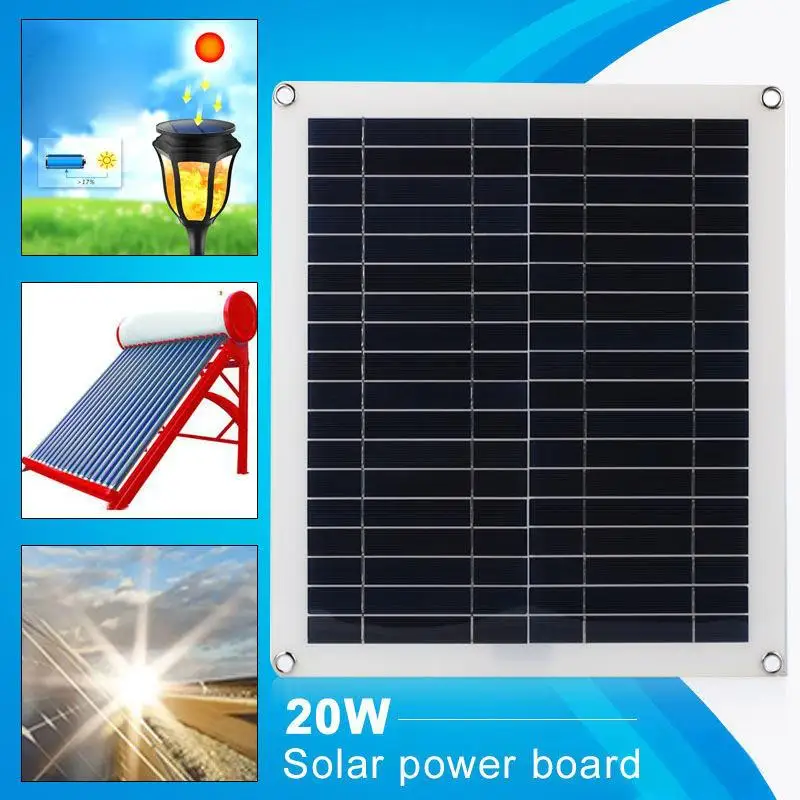 

Solar Charging Equipment Solar Cells 42*37*0.3cm 20W Phone Charger Travel Camp Polysilicon Reusable Environmental Solar Panel