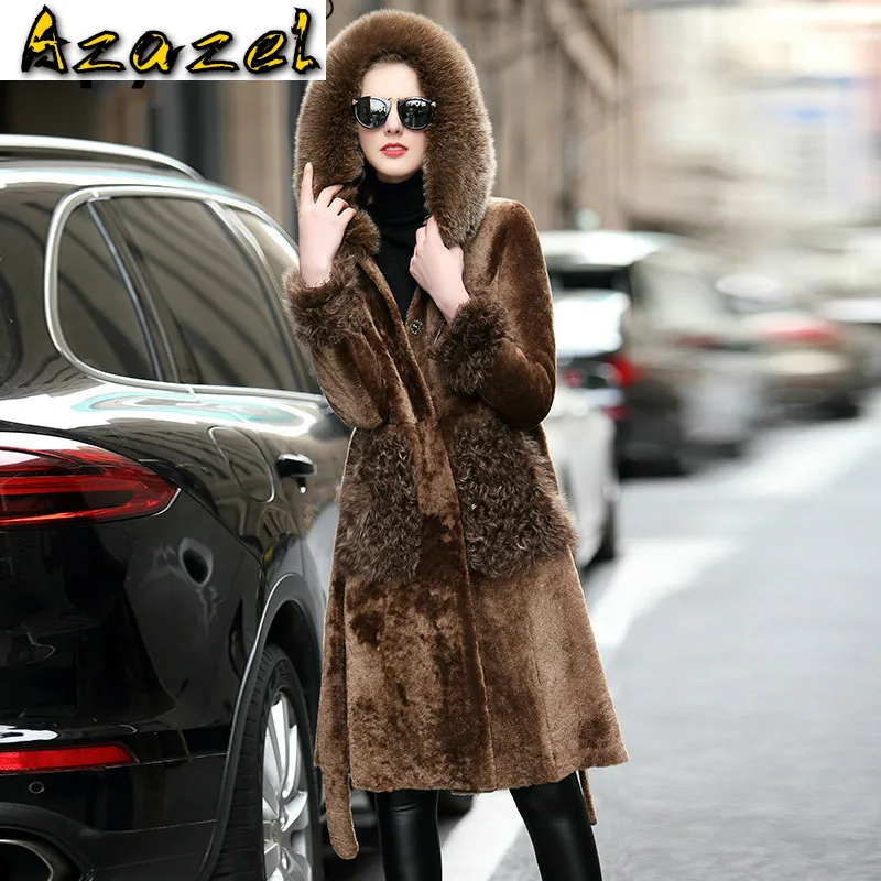 

Women's Real Fur Coat Fox Fur Collar Wool Female Jacket Winter Women Clothes 2020 Korean Vintage Double-faced Fur Tops ZT4036