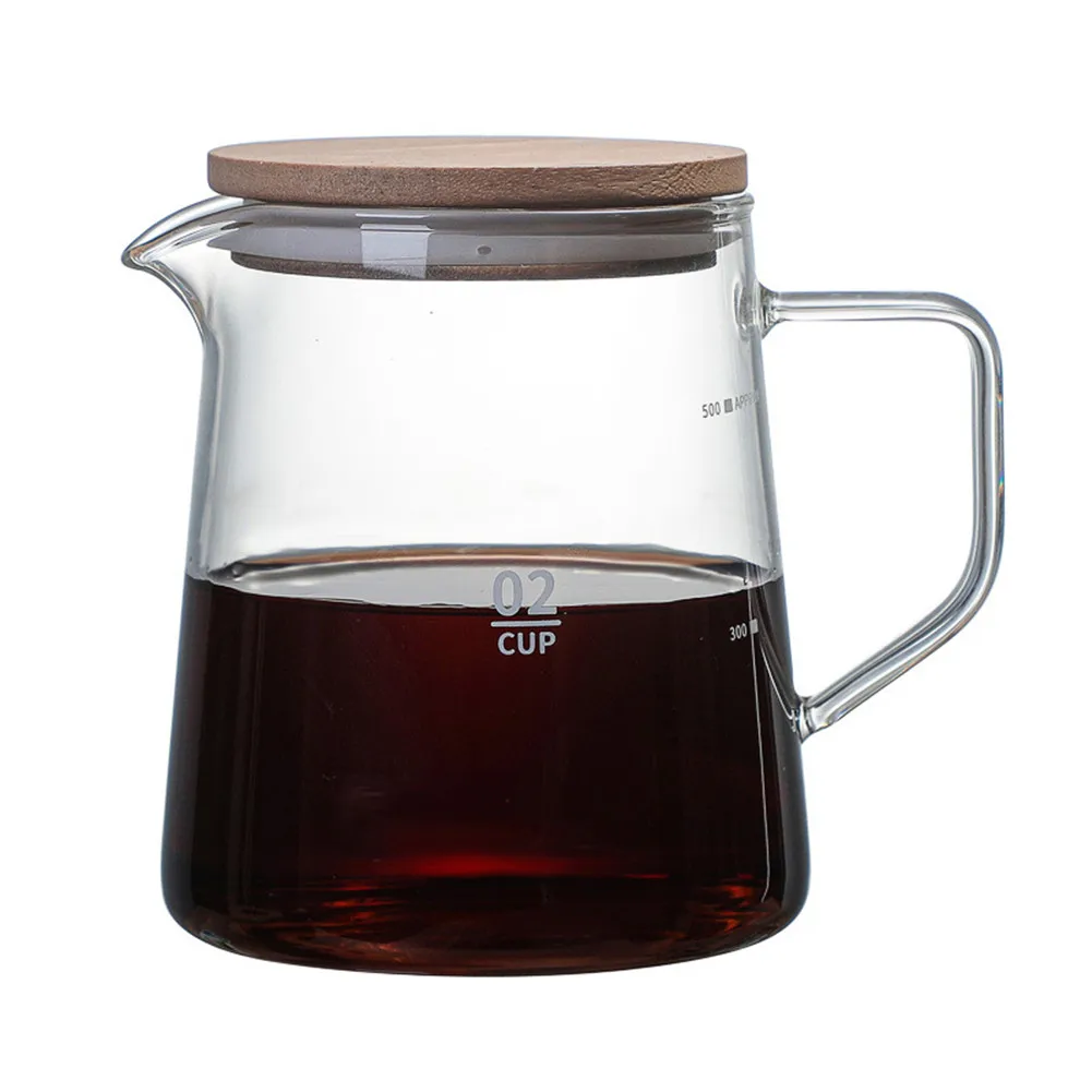 500ml/300ml Heat Resistant Glass Coffee Pot With Lid Household Coffee Jug Milk Juice Holder