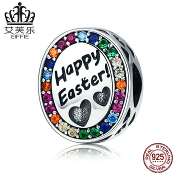 

Happy Easter Diy accessories 925 sterling silver original letter beads for jewelry making Fit charm pandora bracelet