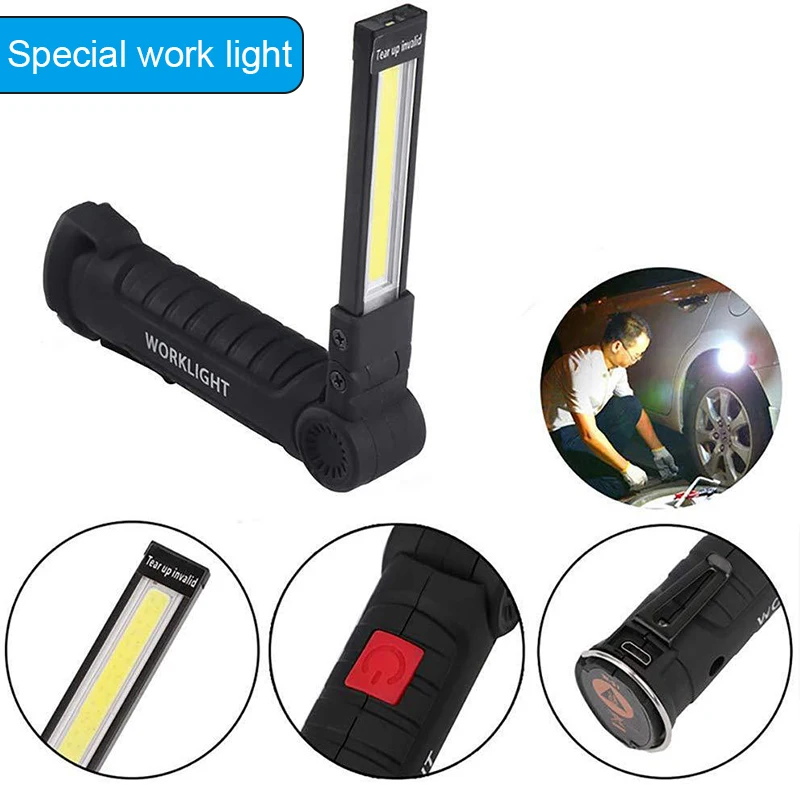 coast torches Flash Light with Magnet Portable Camping Lantern Built-in Battery COB LED Working Lamp Flashlight USB Rechargeable Torch 3 Mode magnetic flashlights