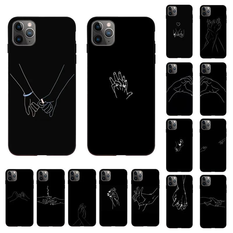 iphone 13 pro max leather case MaiYaCa Minimalist Line Couple Hand Phone Case for iPhone 11 12 13 mini pro XS MAX 8 7 6 6S Plus X 5S SE 2020 XR cover 13 pro max cases