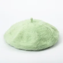 01912-HH0086 однотонный зимний теплый Дамский берет из кроличьей шерсти, мужская и женская шапка для отдыха