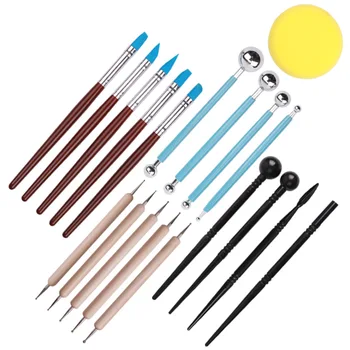 

19pcs/set Polymer Modeling Clay Sculpting Tools,Pottery Ceramic Clay Indentation Tools Set Also for Cake Fondant Decoration