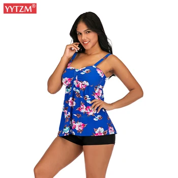 

Large Size Print Swimwear Long Skirt Swinging for Belly Covering Women's biquini feminino Sexy Two Piece Bathing Suit Plus M-4XL