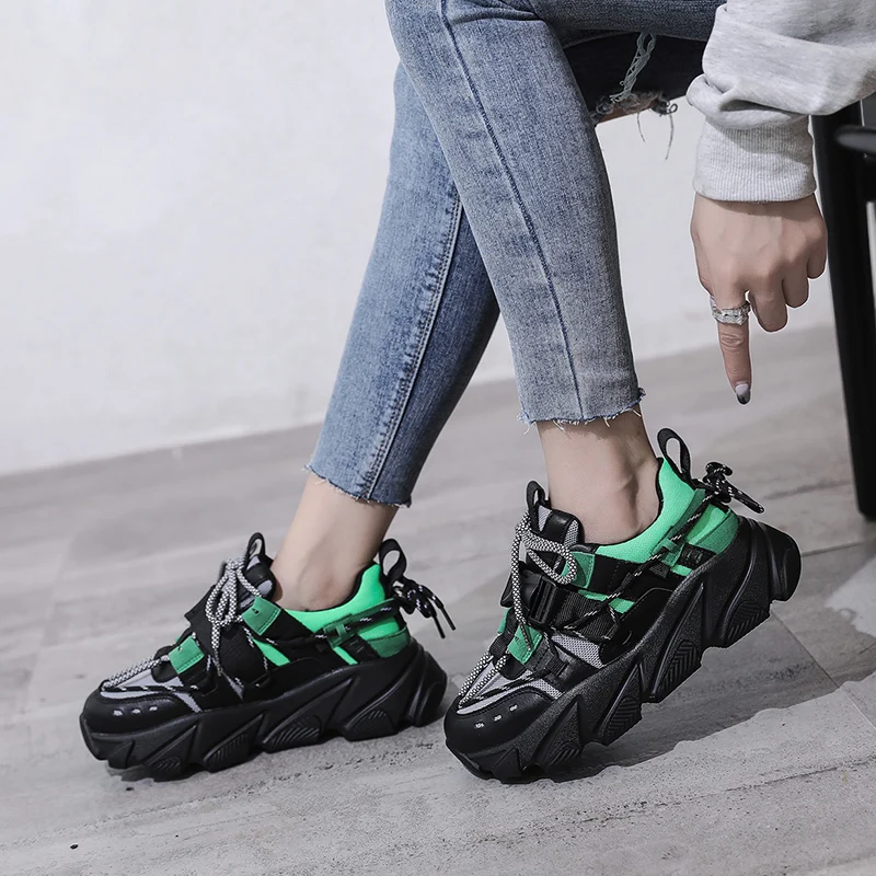

Women Shoes Mixed Colors Sneaker 5 Cm Chunky Sneakers Platform Women Casual Shoes for Winter Trainers Women Fashion Buckle