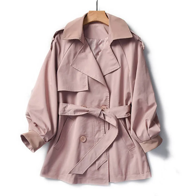 

Winter women's windbreaker coat Korean version 019 new temperament Slim M-L plus size pink blue fashion casual trench coat JD533