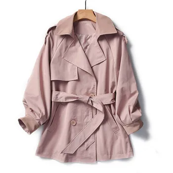 

Winter women's windbreaker coat Korean version 019 new temperament Slim M-L plus size pink blue fashion casual trench coat JD533