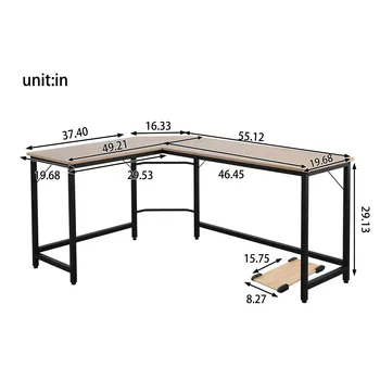 

L-shape Study Table Office Desk Wooden Computer Desk Laptop Desk Laptop Table Gaming Desk for Home Office Furniture