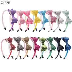 10Pcs/Lot 2021 NEW 4'' Glitter Bow Ribbon Hairband For Girls Woman Handmade Hair Bow Headband Chic Children DIY Hair Accessories