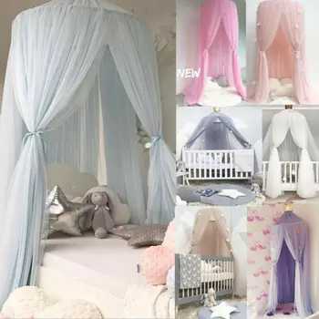 

7 Colors Hanging Kids Baby Bedding Dome Bed Canopy Cotton Mosquito Net Bedcover Curtain For Baby Kids Reading Playing Home Decor