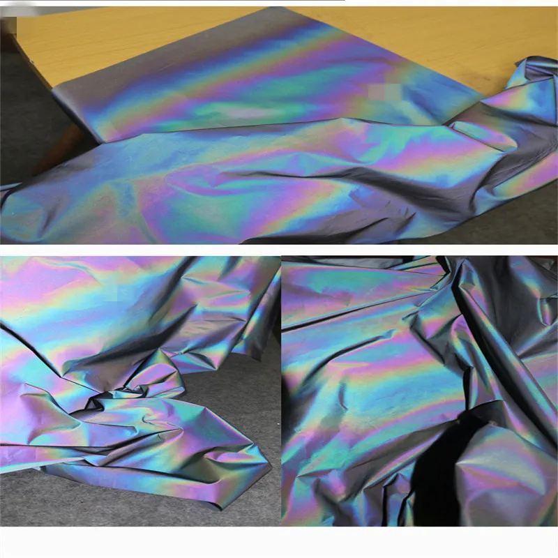 45 см* 130 см/pieceDazzle цвет высокой чистоты Радуга светоотражающая ткань яркое будущее Красочные Светоотражающие светящиеся модные тренчи