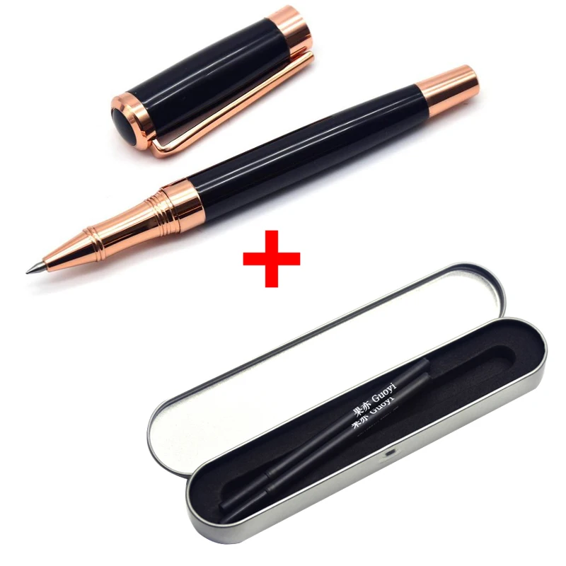Pen box-Black ink CCCAGYA B103, розовое золото, черная высококачественная металлическая гелевая ручка, роскошная подарочная ручка для учителя, для деловых встреч, школы, офиса, канцелярские принадлежности - Цвет: Pen box-Black ink