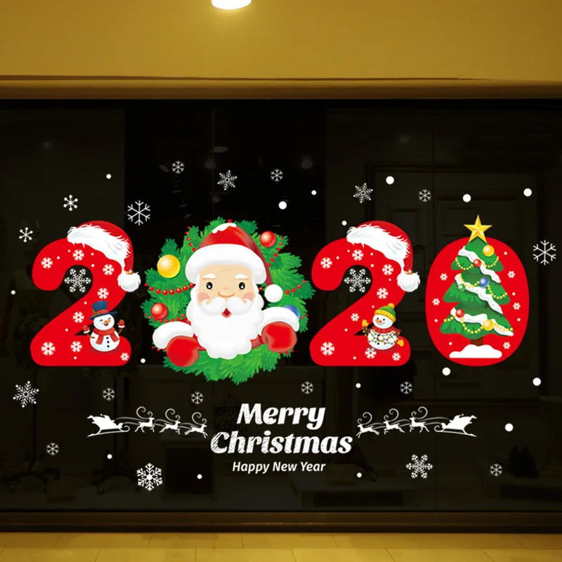 45x60cm 11 Съемная Рождественская Наклейка на стену с изображением рождественской елки снеговика Новогодний подарок магазин белый красный Рождественский Декор для дома - Цвет: 45x60cm 11