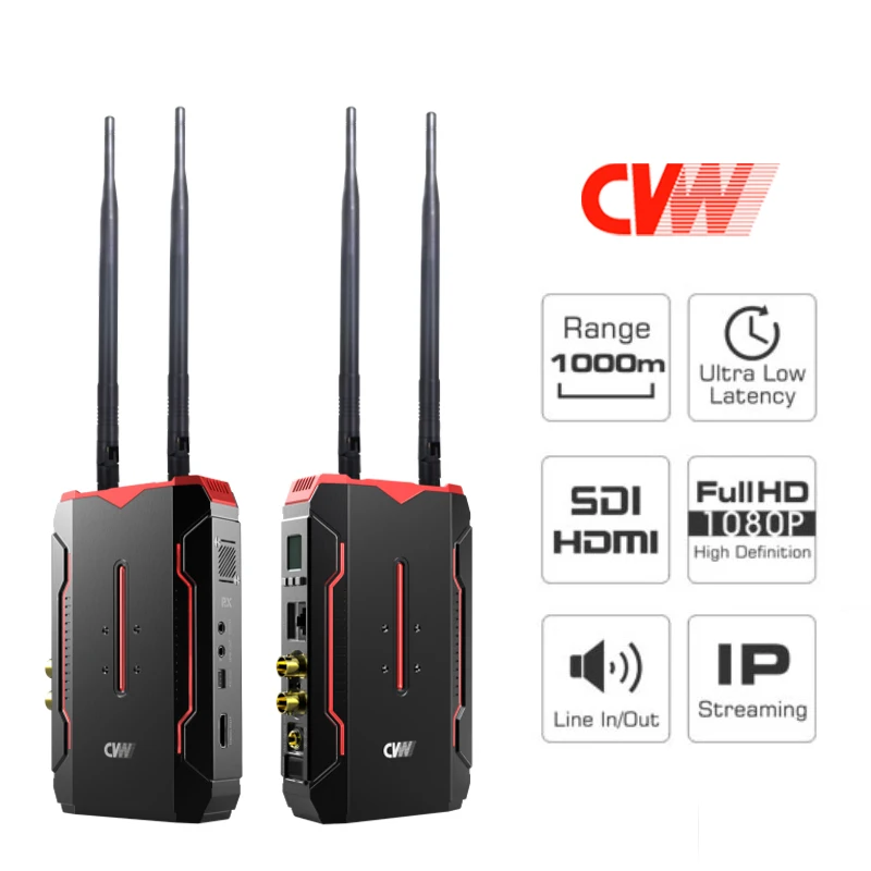 CVW Thunder 1000 м 2-х канальный Беспроводной передачи Системы SDI HDMI 1080P HD видео передатчик и приемник для живая свадьба