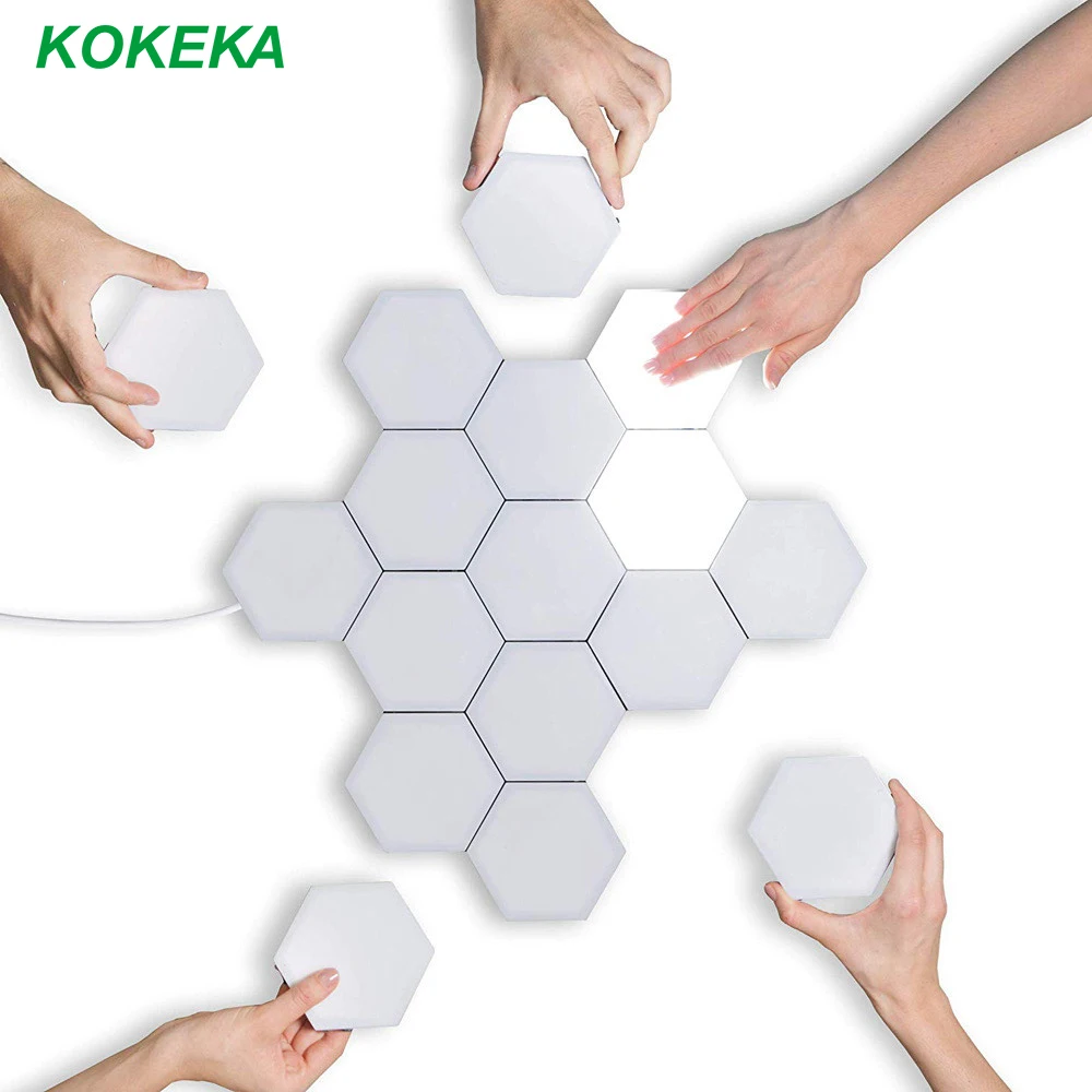 

Hexagonal Wall Lamp with Quantum Light Modular and Touch-Sensitive Lighting Removable Geometry Led White Spot Light Fixture