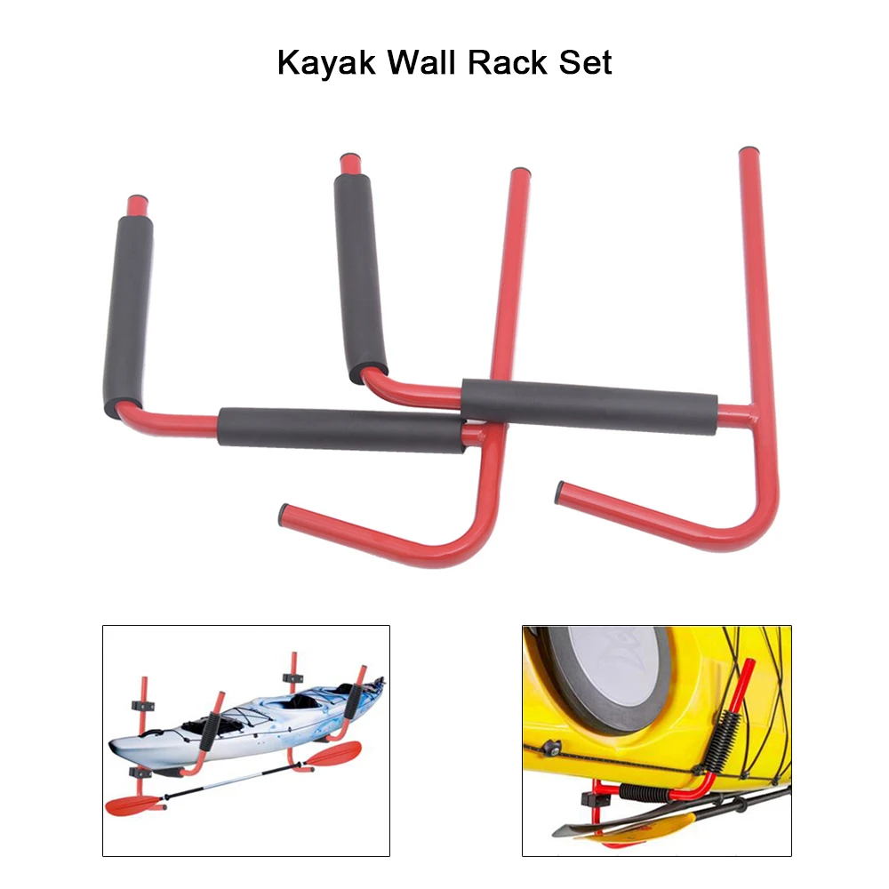 

2 Kayak Wall Rack Ladder Wall Mount Storage Hanger Rack Sit On Top Canoe Fixing Mount Kayak Wall Racks Red With Cradle Covers