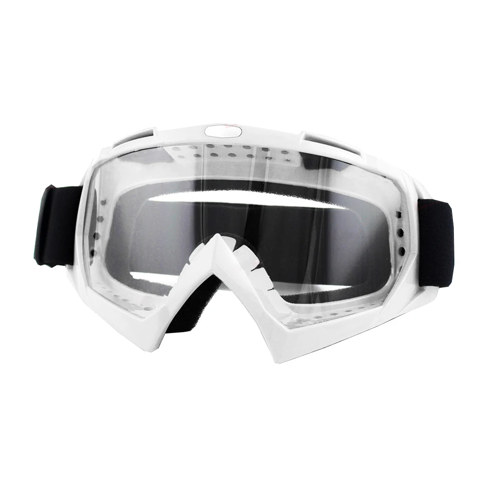 Зимний ветрозащитный шлем, очки для мотокросса, прозрачные линзы, защита глаз, мотоциклетные Заезды, грязный велосипед, лыжный сноуборд - Цвет: White