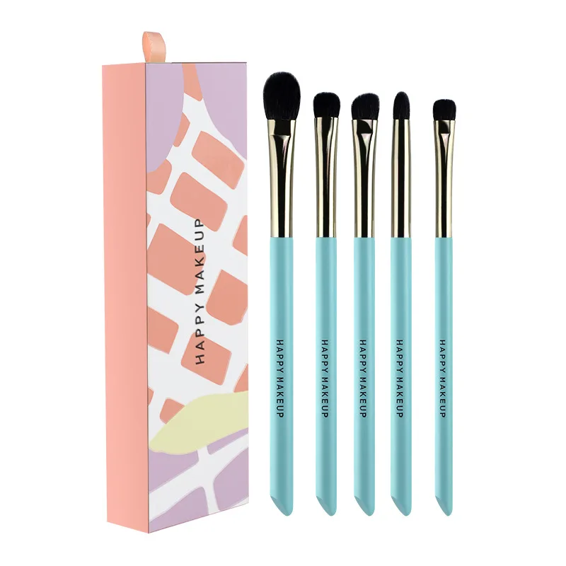 New 5Pcs eye shadow brushes set fine light peak wool eye makeup brushes smudge brushes animal hair makeup brush gift box - Handle Color: XIU0010-01-4
