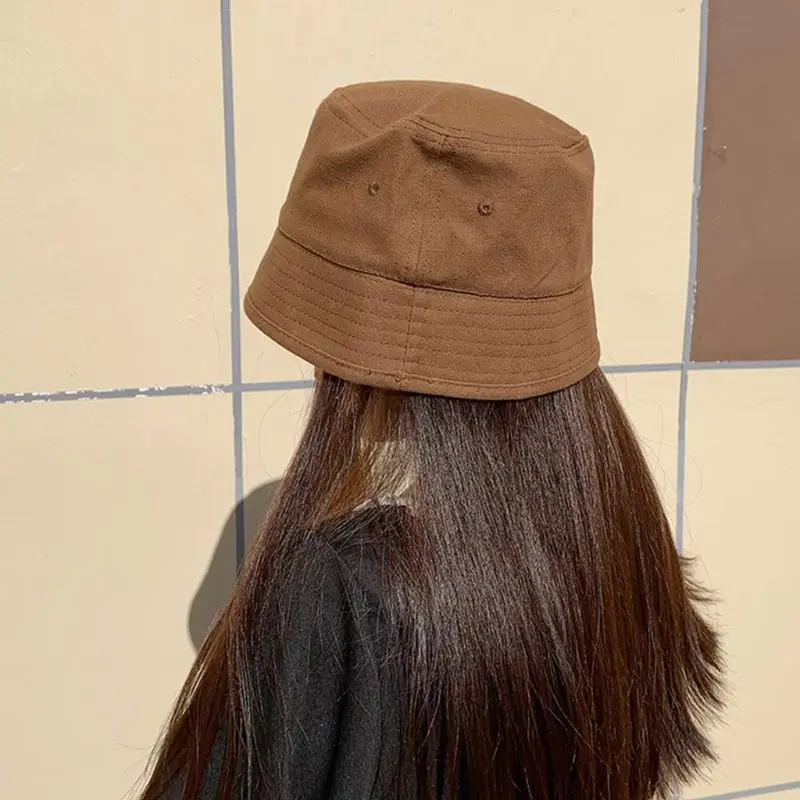 Женская хлопковая кепка в литературном стиле Harajuku, хип-хоп однотонная солнцезащитная Кепка с широкими полями, складная Рыбацкая шляпа с Люверсами