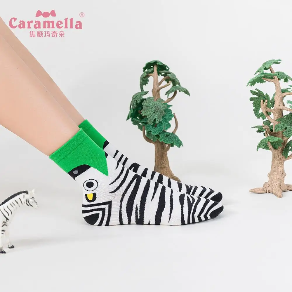Caramella/Новые забавные женские короткие носки с вышивкой в виде зебры милые новые носки хлопковые для девочек размер 35-40, 2 пары