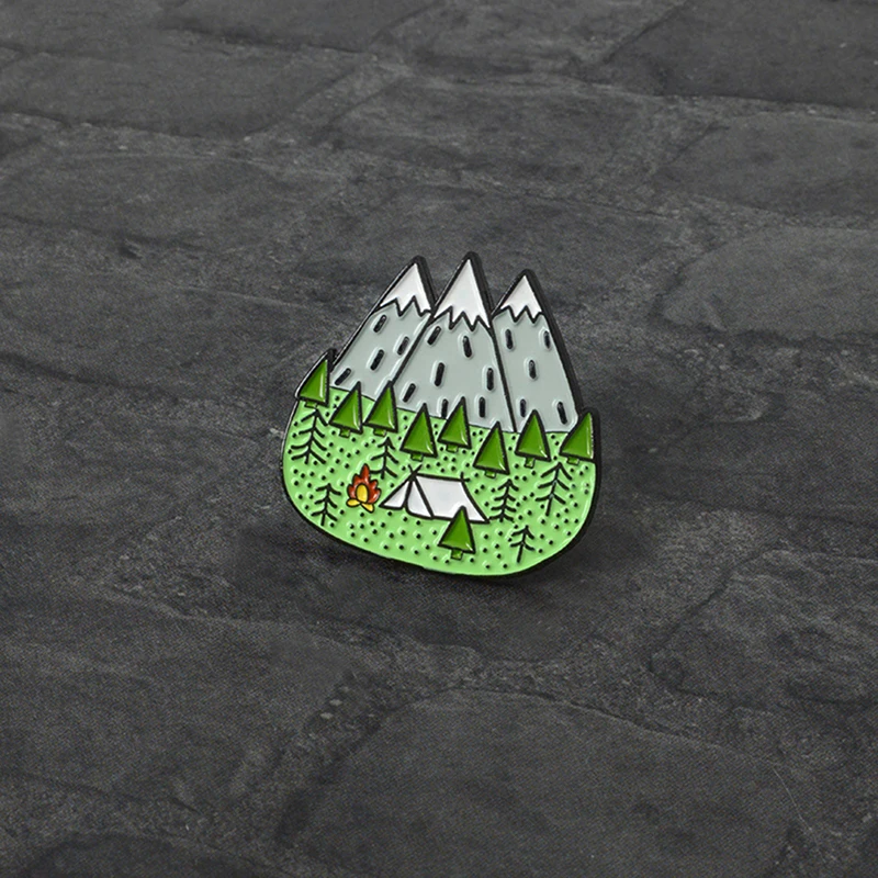 Брошь в виде горного леса палатки Изучение природы эмалированные булавки