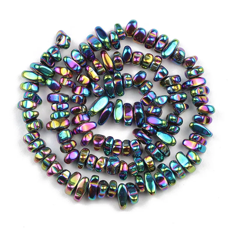 Gold-Toned Hematite Irregular Gravel Natural Stone Beads, 15'' Loose Spacer Beads for DIY Jewelry and Bracelet Making