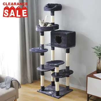 

175cm Cat Scratcher Cat Kitten Tree Tower Pets Play House Climbing Activity Centres for Large Cat with Sisal Scratching Posts