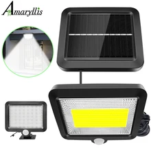 56 светодиодный светильник на солнечной батарее, уличный, внутренний, садовый светильник s, водонепроницаемый, PIR датчик движения, настенный светильник, Отделяемый солнечной лампой с линией