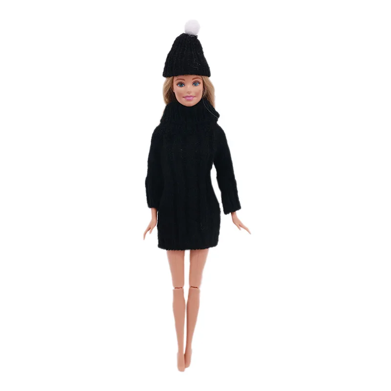 2Pcs/Lot FreeShiping =1Sweater+1Hat Handmade Barbies Clothes For Accessories 11.8 Inch Barbie Doll Winter Clothing,Girls Gift 11