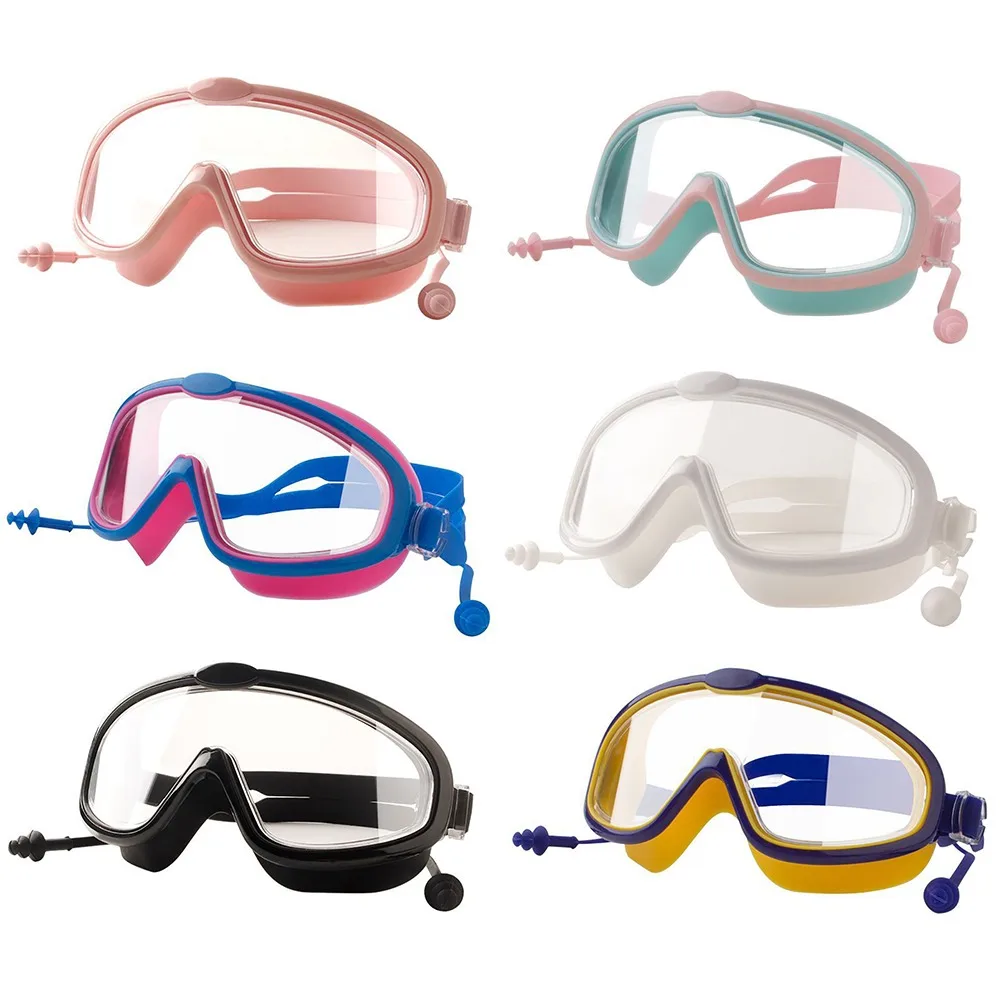Children's Goggles Boys' Waterproof and Anti-fog HD Swimming Glasses Girls' Big Box Swimming Goggles Set Kids