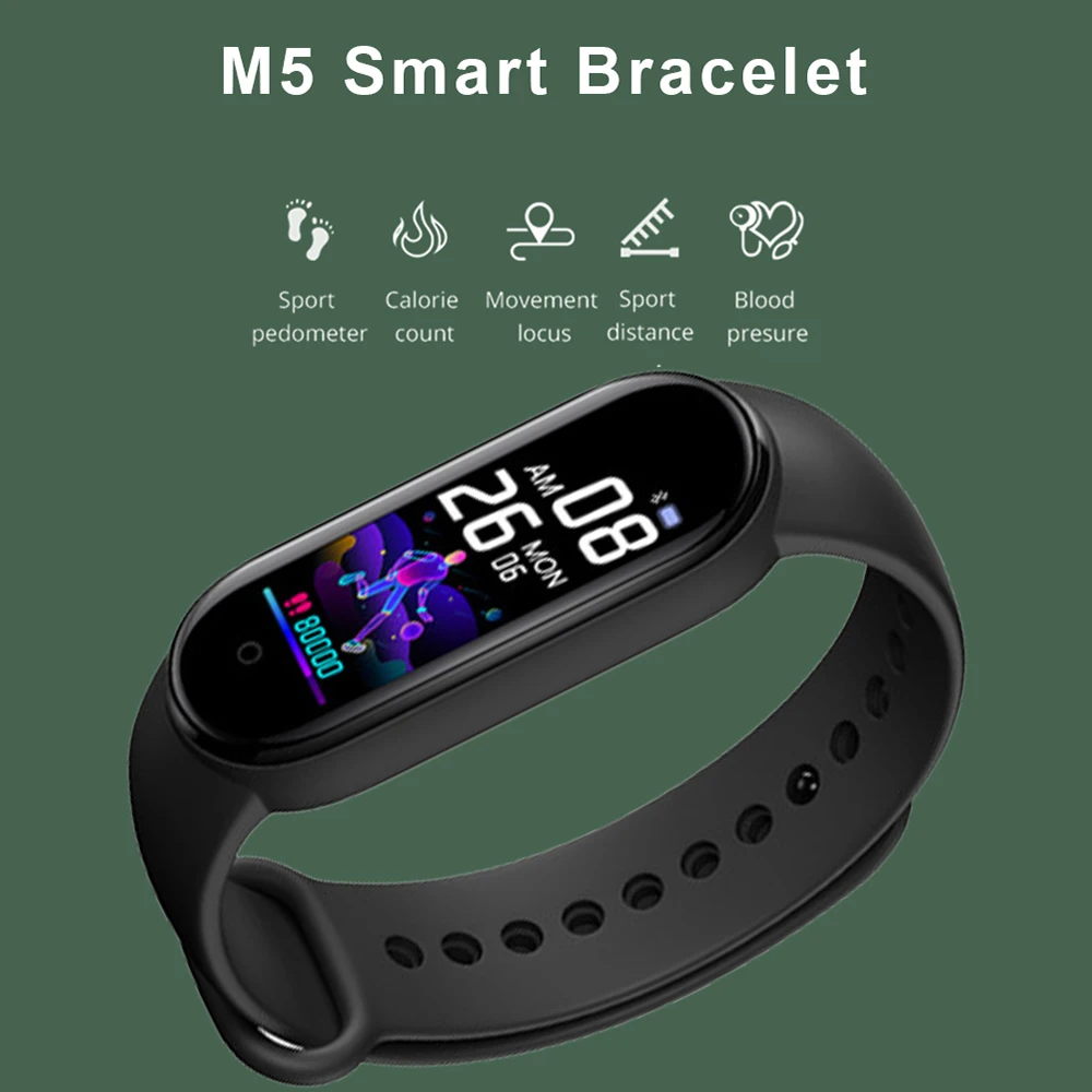 M5 Smart Watch Bracelet Sports Fitness Tracker Women Men's Digital Wristwatches Heart Rate Health Monitor Clock For Android IOS