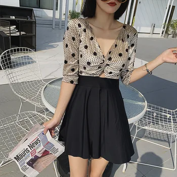 

High Waist Swimsuit One-Piece Swimsuits Women's Swimwear One Piece Bathing Suit 2019 Retro Ladies Closed With Short Long Sleeve