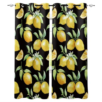 

Watercolor Lemon Fruit Window Curtains Home Decor Bedroom Kitchen Curtain Panel Curtains for Living Room