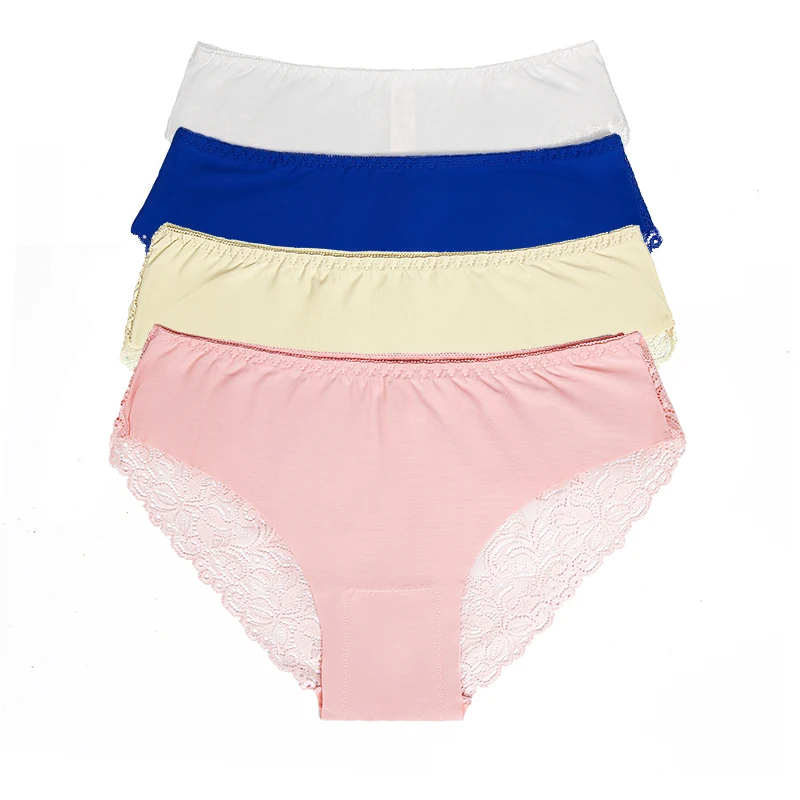 

4pcs/lot Ladies Underwear Lingerie Low Waist Sexy Lace Transparent Panties Tempting Pretty Briefs Women's Underpants